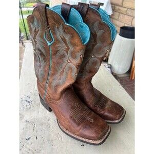 Ariat Women's Tombstone 10008017 Brown - Turquoise Western Boots Size 8.5B